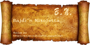 Baján Nikoletta névjegykártya